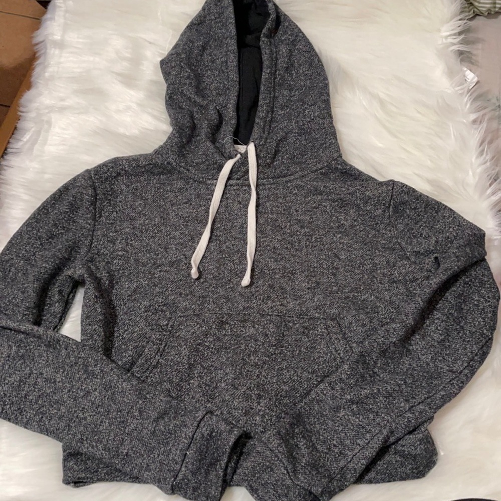 Cropped dark grey hoodie
